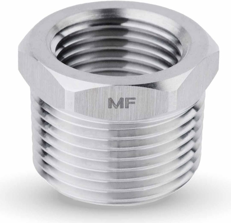 MAACFLOW Stainless Steel 3/4" Male NPT to 1/2" Female NPT Adapter Reducer Hex Bushing (Thread OD 1.02" - ID 0.72") (Pack of 1) - Image 1